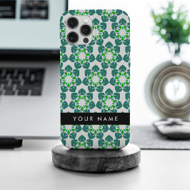 Funda Para iPhone 15 Pro Max Patrón de hojas, hojas verdes, nombre