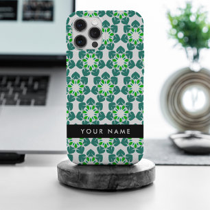 Funda Para iPhone 15 Pro Max Patrón de hojas, hojas verdes, nombre