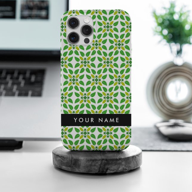 Funda De Case-Mate Para iPhone Patrón de hojas, hojas verdes, nombre (Subido por el creador)