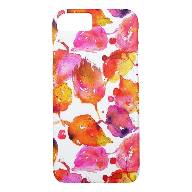 Funda De Case-Mate Para iPhone Patrón de hojas otoñales de acuarela encantadora (Reverso)