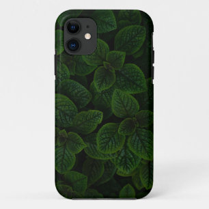 Funda Para iPhone 11 Patrón de hojas texturizadas en verde esmeralda os