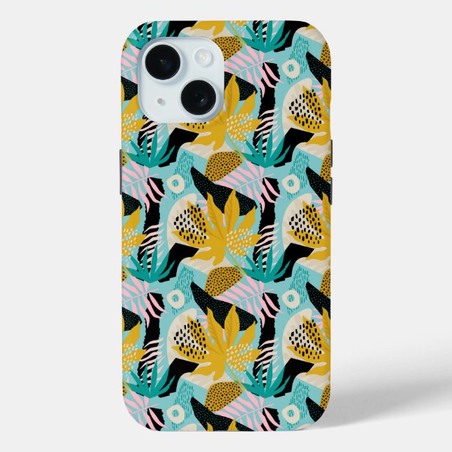 Funda De Case-Mate Para iPhone Patrón de hojas tropicales de selva tropical (Reverso )