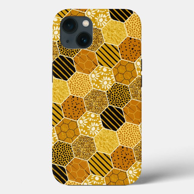 Funda De Case-Mate Para iPhone Patrón de Honeycomb amarillo (Reverso )