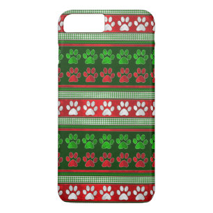 Funda Para iPhone 8 Plus/7 Plus Patrón de huellas de pata verde rojo iPhone 7 fund