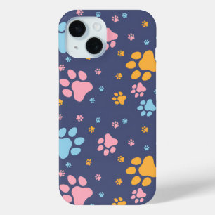 Funda Para iPhone 15 Patrón de huellas de patas de animales coloridos