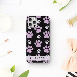 Funda Para iPhone 12 Pro Patrón de huellas de patas, huellas de patas lilas