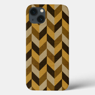 Funda Para iPhone 13 Patrón de hueso de arenque en dorado y marrón