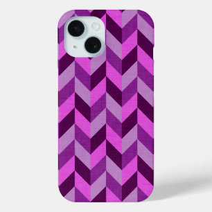 Funda Para iPhone 15 Patrón de hueso de arenque en púrpura