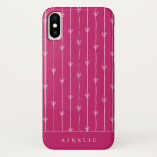 Funda Para iPhone XS Patrón de hueso rosado del pavo real