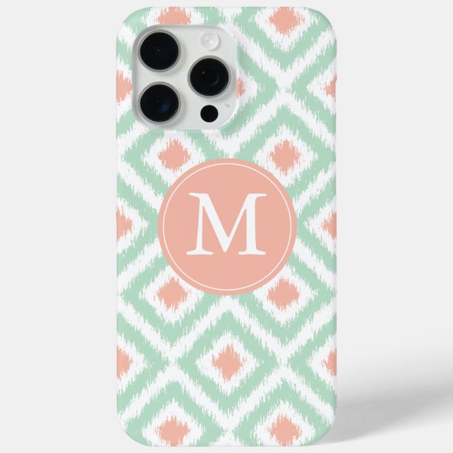 Funda De Case-Mate Para iPhone Patrón de Ikat de diamante de mimbre monogramado (Reverso )