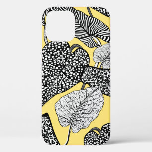 Funda Para iPhone 12 patrón de ilustracion de hojas tropicales y piel a