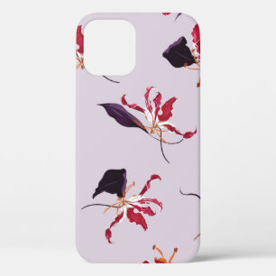 Funda Para iPhone 12 Patrón de ilustracion dibujado a mano con flores d