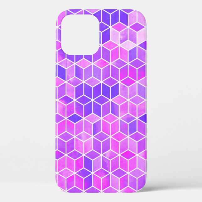 Funda De Case-Mate Para iPhone Patrón de ilustracion hexagonal de acuarela (Reverso )