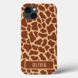 Funda Para iPhone 13 Patrón de Impresión de Animal de Jirafa con Nombre