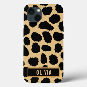 Funda Para iPhone 13 Patrón de impresión de animales Cheetah de nombre
