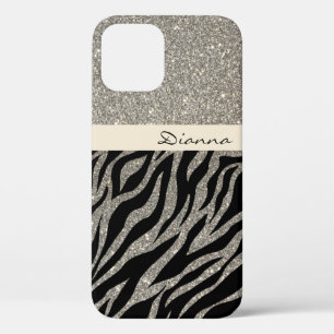 Funda Para iPhone 12 Patrón de impresión de animales dorados de Purpu