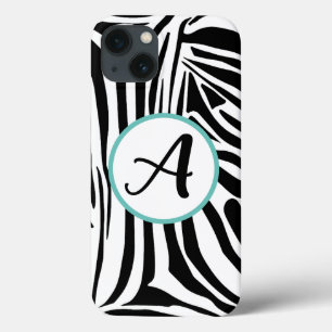 Funda Para iPhone 13 Patrón de impresión de cebra en blanco y negro atr