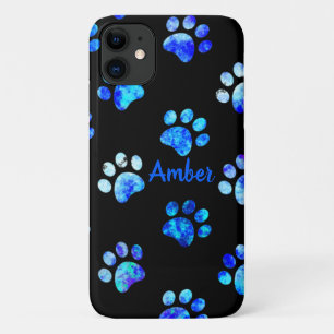 Funda Para iPhone 11 Patrón de impresión de hojas texturadas azul neg