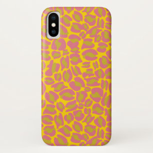 Funda Para iPhone X Patrón de impresión Leopardo Jungla rosa amarillo