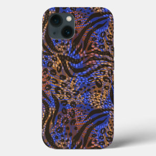 Funda Para iPhone 13 Patrón de impresión lujoso Leopard y Zebra