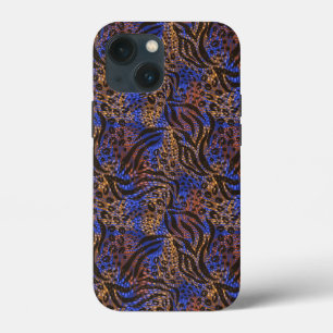 Funda Para iPhone 13 Mini Patrón de impresión lujoso Leopard y Zebra