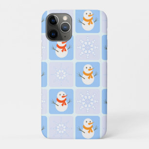 Funda Para iPhone 11 Pro Patrón de invierno de snowman y copos de nieve