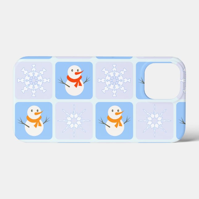 Funda De Case-Mate Para iPhone Patrón de invierno de snowman y copos de nieve (Reverso (Horizontal))