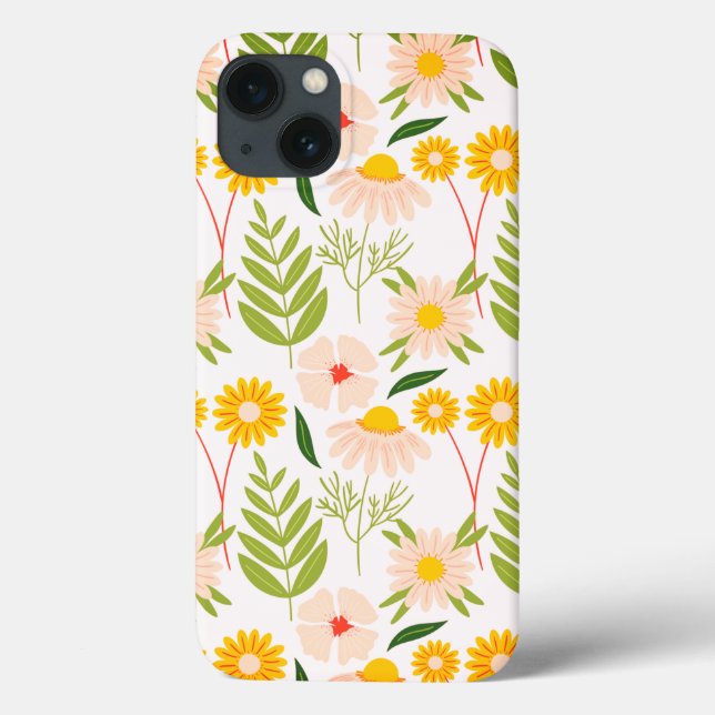Funda De Case-Mate Para iPhone Patrón de jardín de flores y hojas (Reverso)