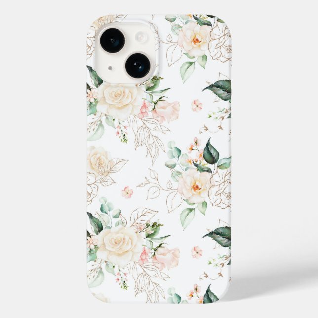 Funda De Case-Mate Para iPhone Patrón de jardín floral Rosa (Reverso )
