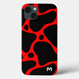 Funda Para iPhone 13 Patrón de jirafa abstracta roja y negra
