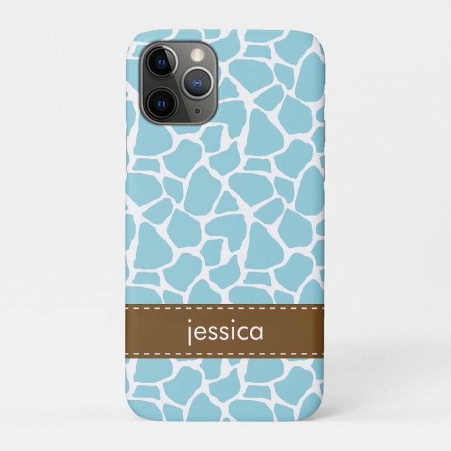 Funda De Case-Mate Para iPhone Patrón de jirafa azul (Reverso)
