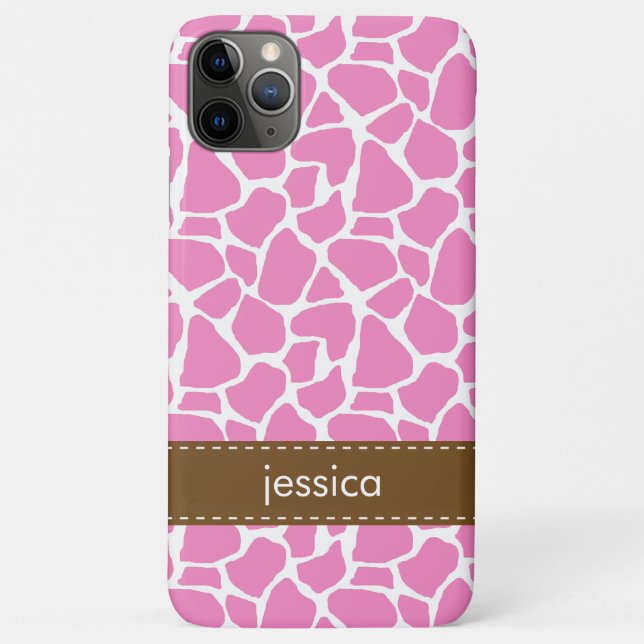 Funda De Case-Mate Para iPhone Patrón de jirafa rosa (Reverso)
