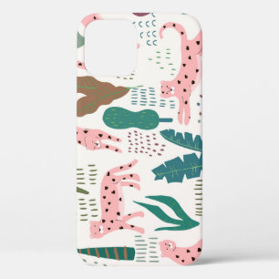 Funda Para iPhone 12 Patrón de jungla, huella de leopardo, vintage.