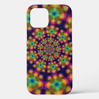 Funda Para iPhone 12 Patrón de Kaleidoscopio Verde Morado