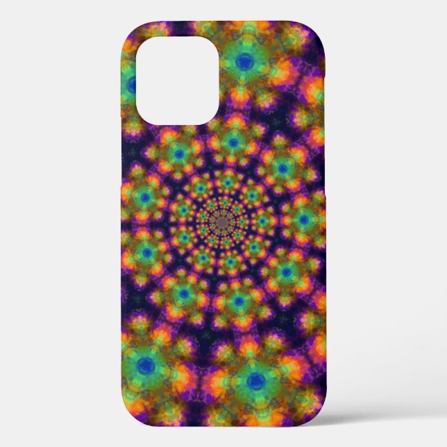 Funda De Case-Mate Para iPhone Patrón de Kaleidoscopio Verde Morado (Reverso )