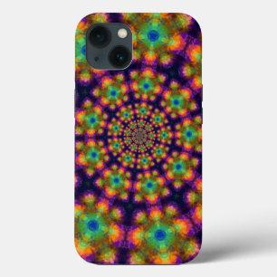 Funda Para iPhone 13 Patrón de Kaleidoscopio Verde Morado