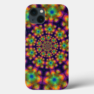 Funda Para iPhone 13 Patrón de Kaleidoscopio Verde Morado
