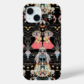 Funda Para iPhone 15 Patrón de Klimt blanco rojo rojo rojo de la flor d