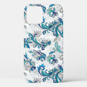 Funda Para iPhone 12 Patrón de la cosecha del Doodle de color floral.