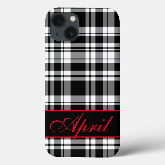 Funda De Case-Mate Para iPhone Patrón de la placa blanca negra | monogramado (Reverso)