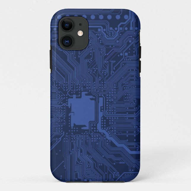 Funda De Case-Mate Para iPhone Patrón de la tarjeta madre azul geek (Reverso)