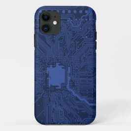 Funda Para iPhone 11 Patrón de la tarjeta madre azul geek