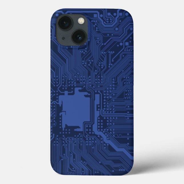 Funda De Case-Mate Para iPhone Patrón de la tarjeta madre azul geek (Reverso)