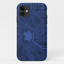 Funda Para iPhone 11 Patrón de la tarjeta madre azul geek