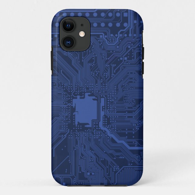 Funda De Case-Mate Para iPhone Patrón de la tarjeta madre azul geek (Reverso)