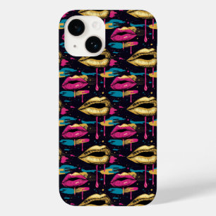 Funda Para iPhone 14 De Case-Mate Patrón de labios audaces de arte pop con gotas vib
