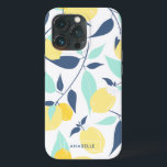 Funda Para iPhone 13 Pro Patrón de lápiz y lémon amarillo<br><div class="desc">Diseño de patrones de menta y limones amarillos personalizados divertidos.</div>