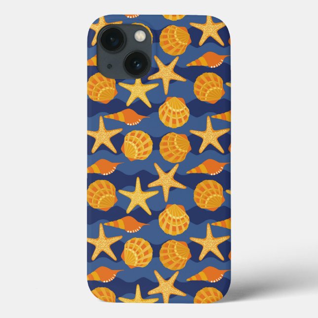 Funda De Case-Mate Para iPhone Patrón De Las Aguas Marinas Azul Y Naranja (Reverso)
