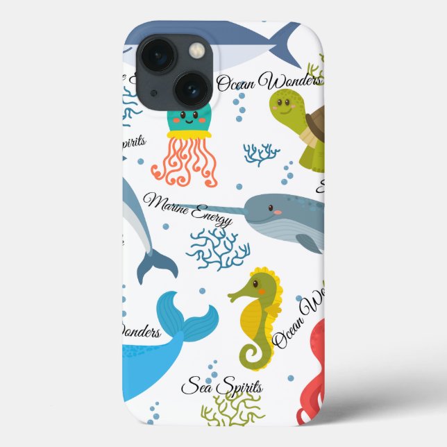 Funda De Case-Mate Para iPhone Patrón de las criaturas oceánicas de las maravilla (Reverso)