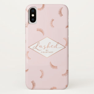 Funda Para iPhone X Patrón de latigazos de texto pulsado Oro rosado/Ro